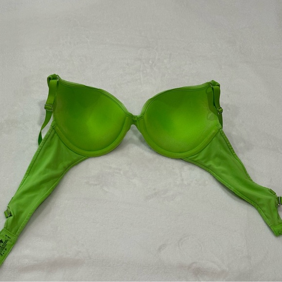 LILY OF FRANCE Floral Push Up Demi Bra - bright green, size 36B - Picture 6 of 7